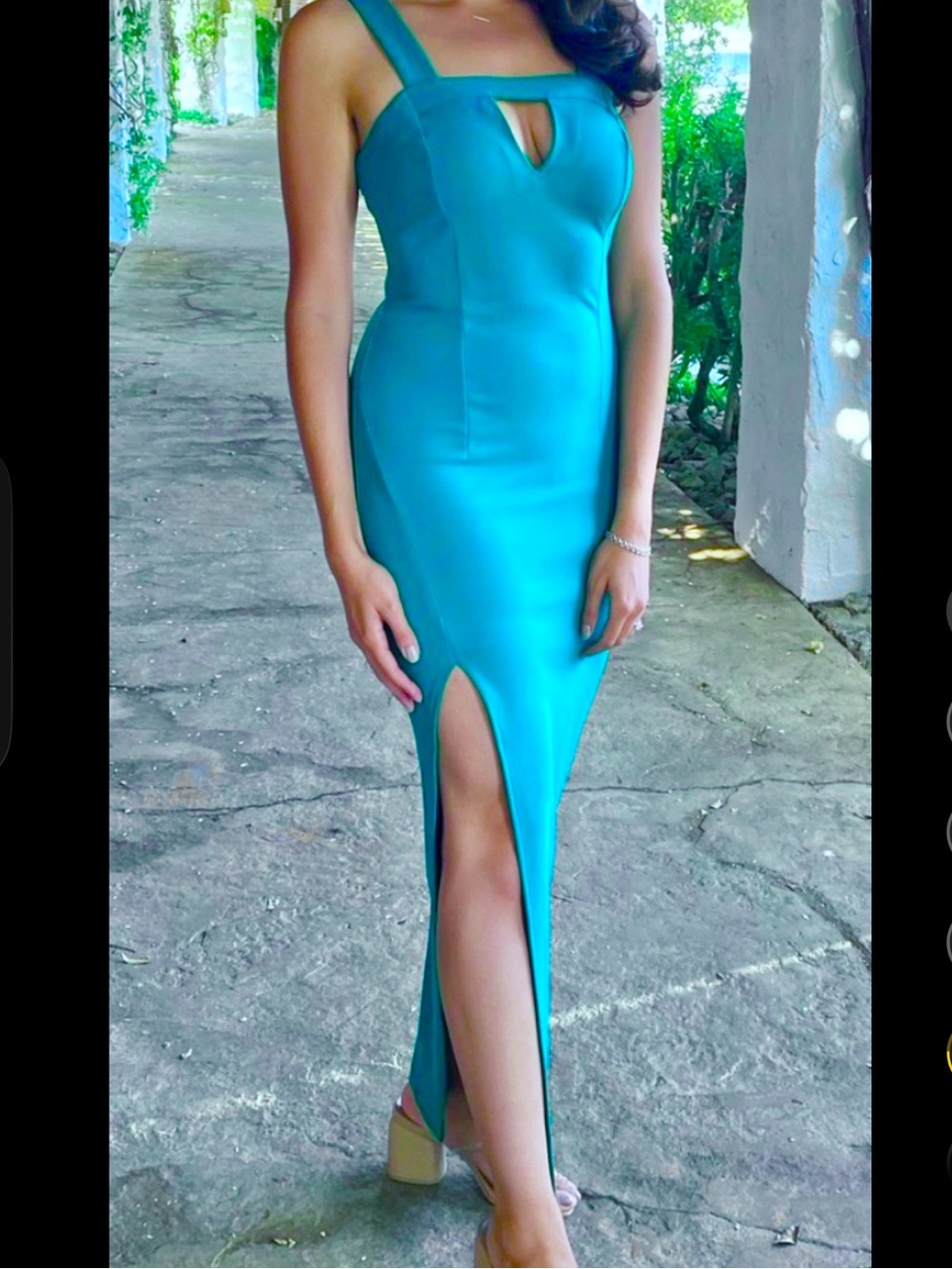 Blue Slim Fit Maxi Dress